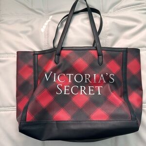 Victoria's Secret Red and Black Plaid Tote Bag